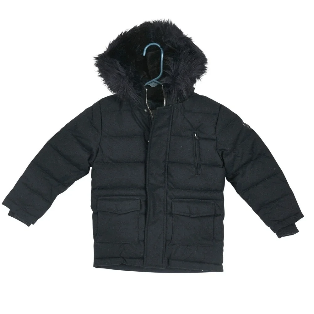 NWT T. O. Collection Patch Pocket‎ Puffer Coat Navy Kids Size 5 Winter Jacket
